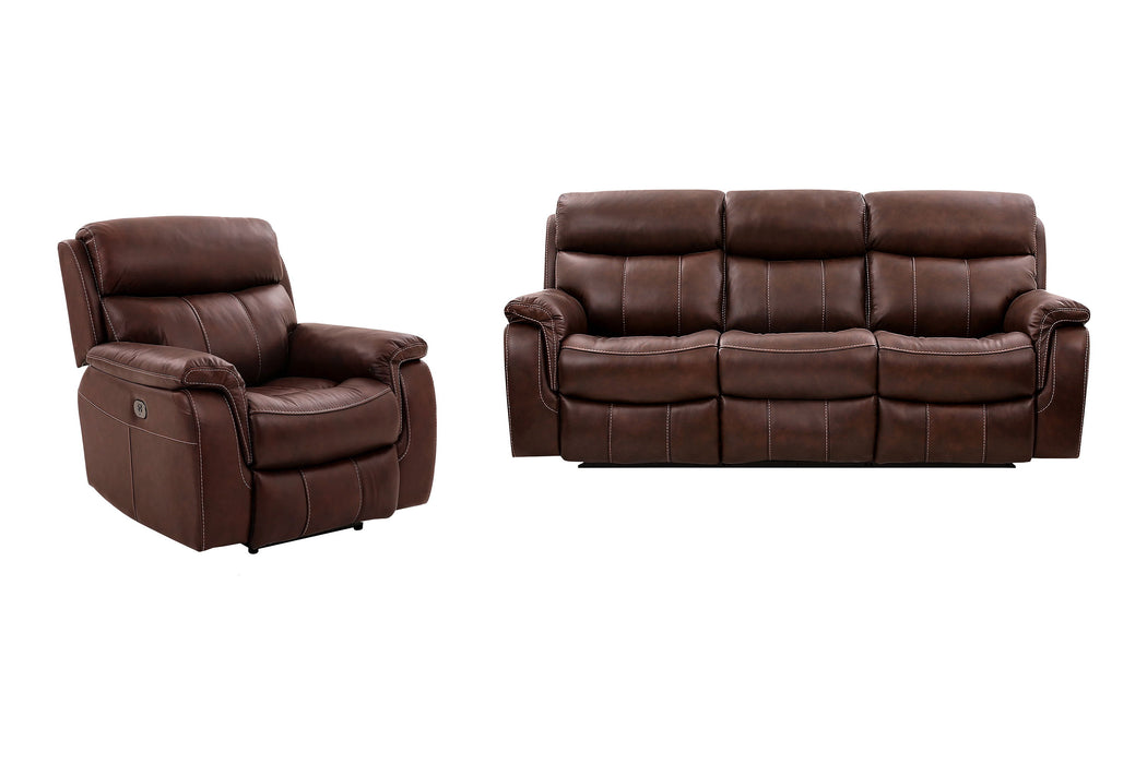 Montague - Dual Power Reclining 2 Piece Sofa And Recliner Set - Brown