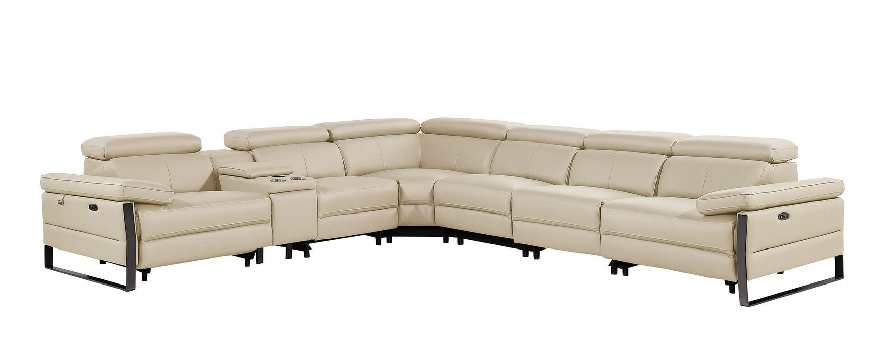 1246 - 7-Piece L-Shaped Modular Power Reclining Sectional With 4 Power Recliners And Power Headrests