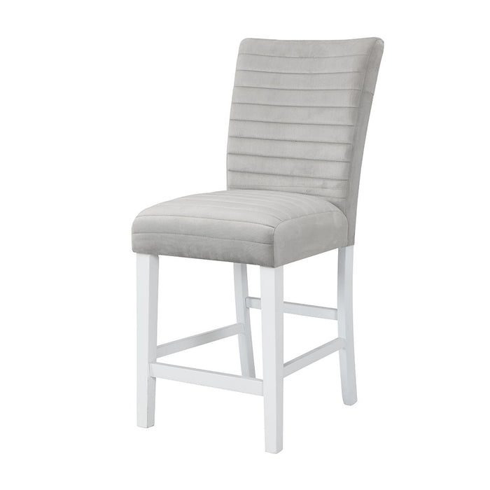 Elizaveta - Counter Height Chair (Set of 2) - Gray Velvet &White High Gloss