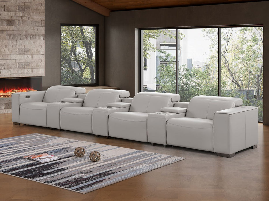 1208 - 7 Piece Leather Sofa With 4 Power Recliners And Power Headrests
