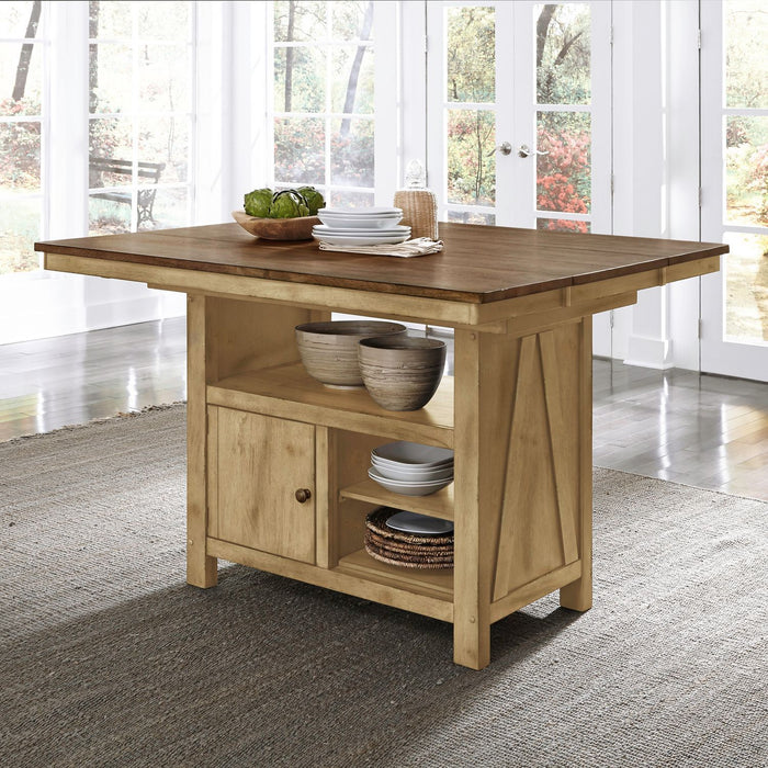 Lindsey Farm - Gathering Table Set - Brown / Dark Brown