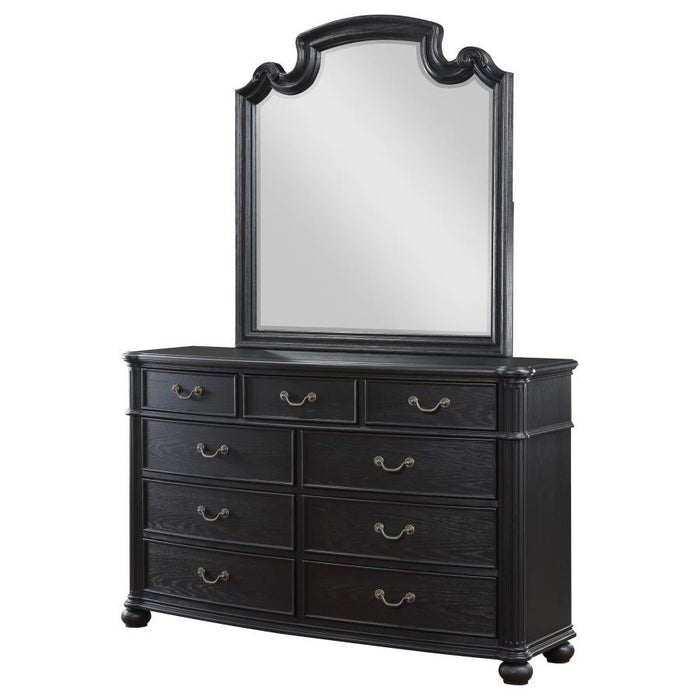 Celina - 9-Drawer Dresser With Mirror - Black