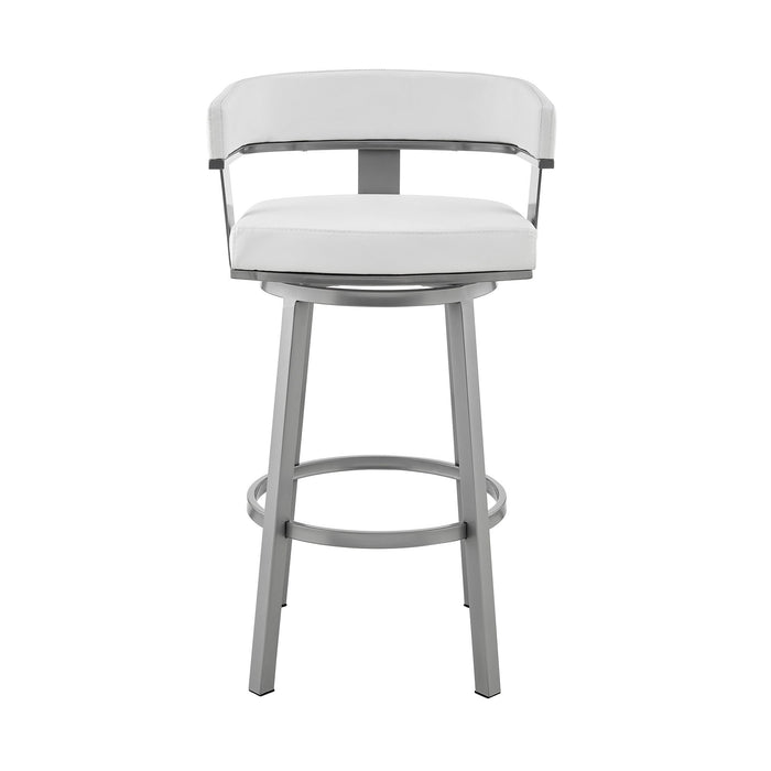 Lorin - 30" Bar Height Swivel Bar Stool - Silver Finish With Faux Leather