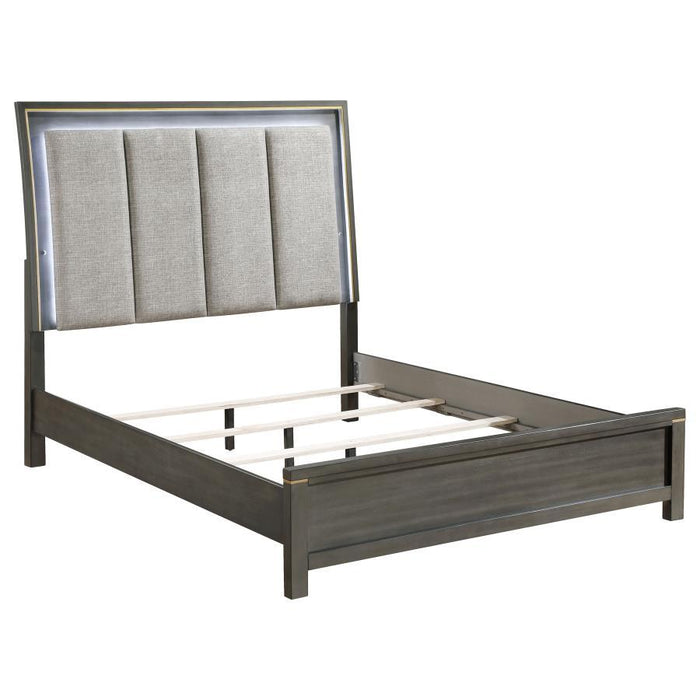 Kieran - Panel Bed With Upholstered LED Headboard