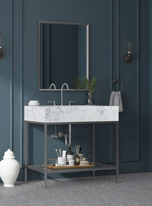 Marmo - Engineered Marble Bathroom Vanity With Chrome Base