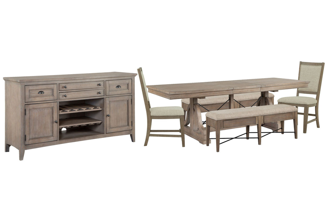 Paxton Place - Extendable Trestle Dining Table Set