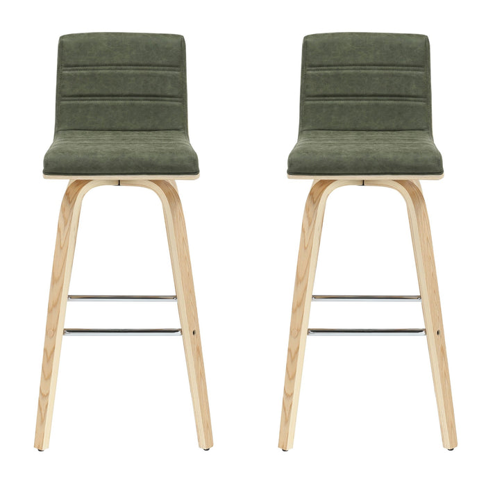 Vienna - 39.5" Swivel Bar Height Square Back Wood Bar Stool With Faux Leather Seat