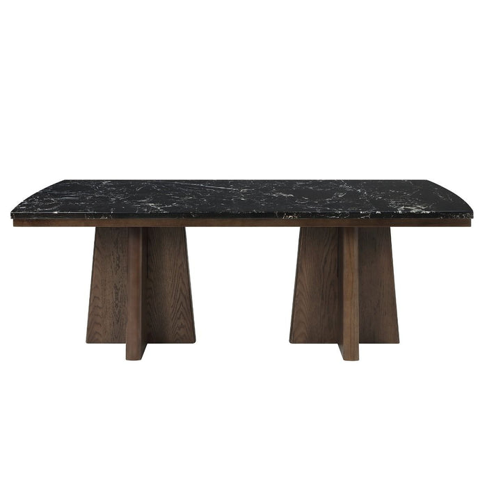 Estella - Dining Table With Marble Top - Black Natural Marble Top & Walnut