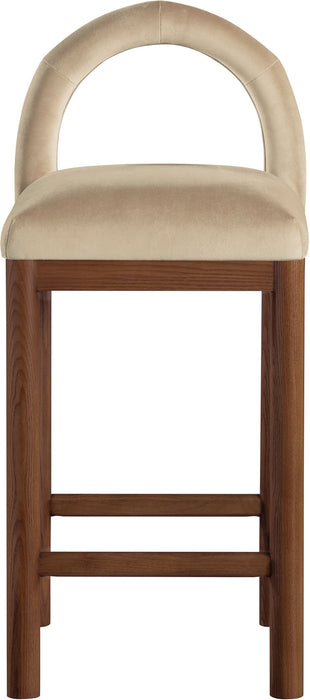 Conrad - Velvet Counter Stool With Brown Legs