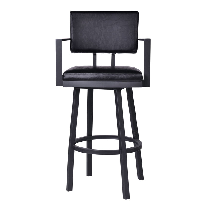 Balboa - 26" Counter Height Swivel Bar Stool With Arms - Vintage Black