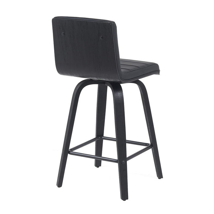Vienna - Modern Counter Height Swivel Bar Stool - Black Brushed Wood Frame