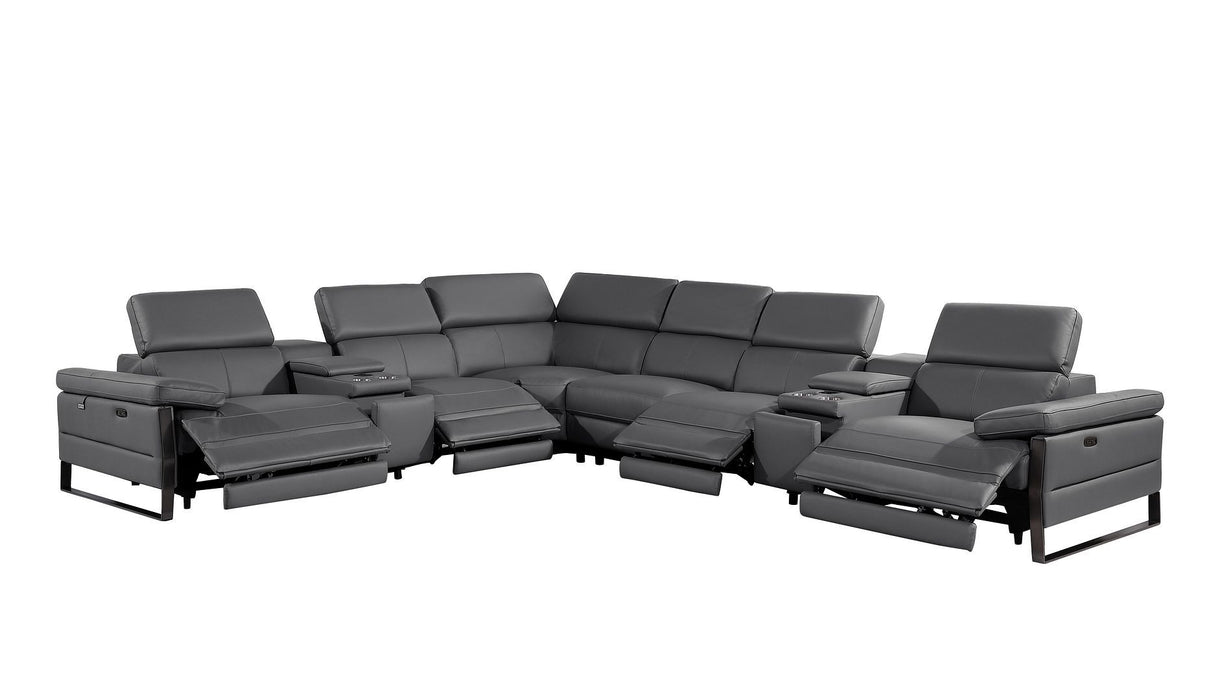 1246 - 8-Piece L-Shaped Modular Power Reclining Sectional With 4 Power Recliners And Power Headrests