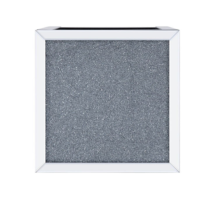 Noralie - End Table With Open Storage Compartment - Clear Glass, Mirrored & Faux Diamonds