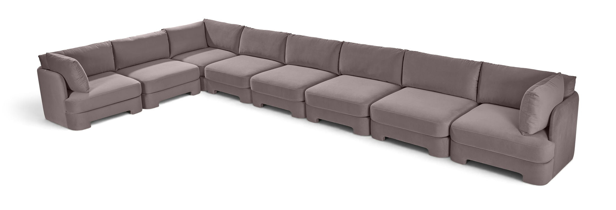 Hammond - Velvet Performance Fabric Upholstered 8 Piece L-Shaped Sectional