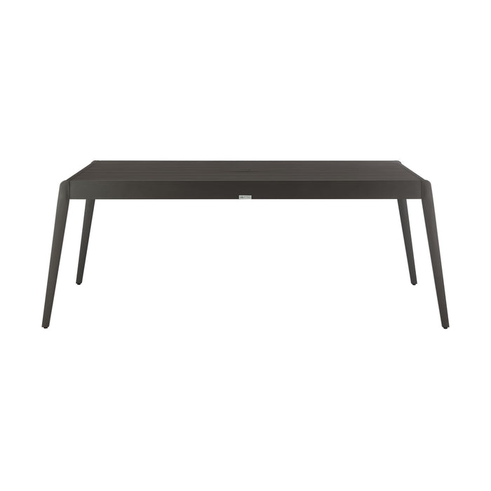 Avila - Outdoor 79" Rectangular Slatted Aluminum Top Dining Table With Umbrella Hole - Dark Bronze