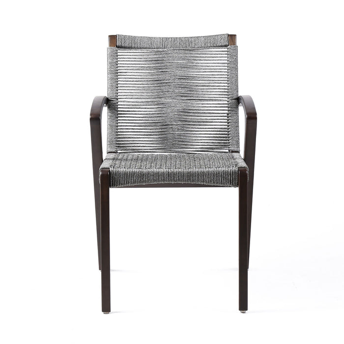 Brielle - Outdoor Dark Eucalyptus Wood And Gray Rope Dining Chairs - (Set Of 2)
