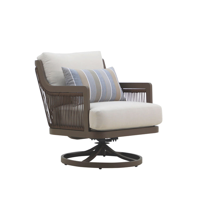 Genova - Patio Swivel Club Chair With Accent Pillow (Set of 2) - Gray