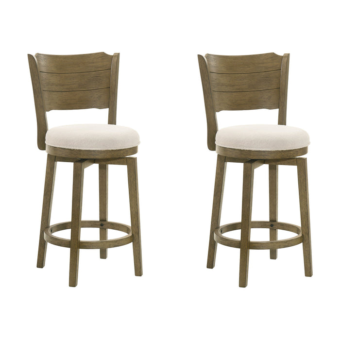 Winsley - Coastal Modern Swivel Wood Counter Height Kitchen Bar Stool