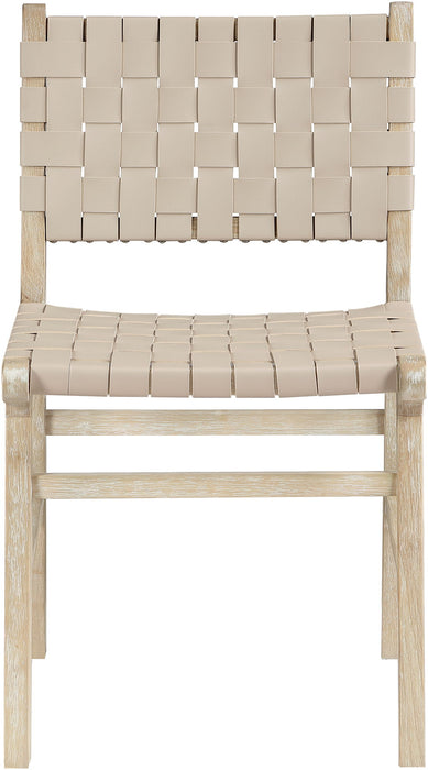 Entwine - Vegan Leather Upholstered Dining Chair - Painted Natural
