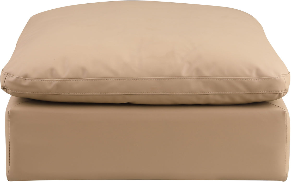 Comfy - Faux Leather Ottoman - Tan