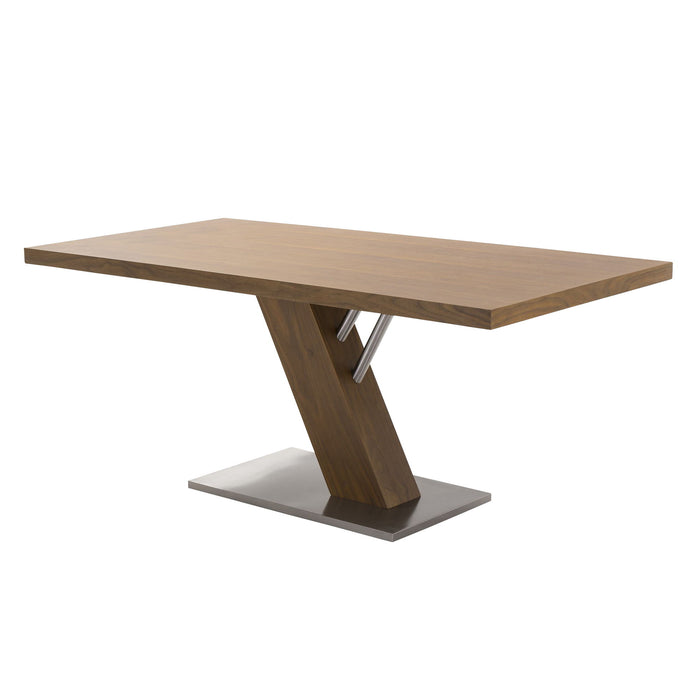 Fusion - Contemporary Dining Table - Walnut / Stainless Steel