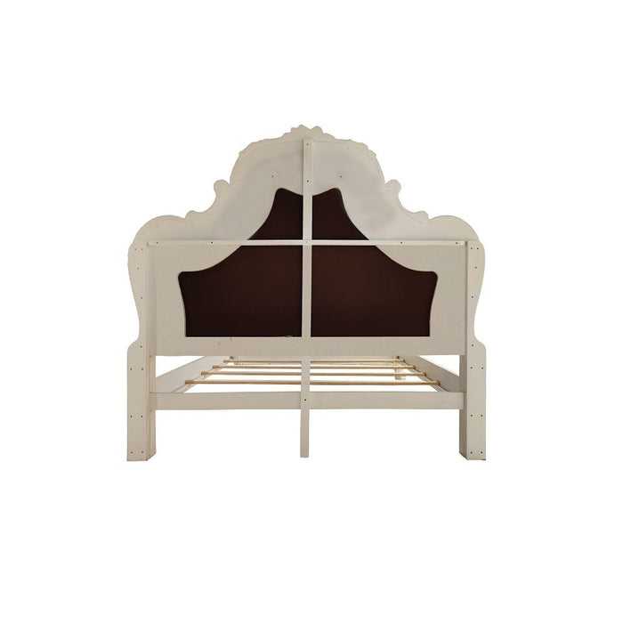 Dresden - Queen Bed - Synthetic Leather & Bone White