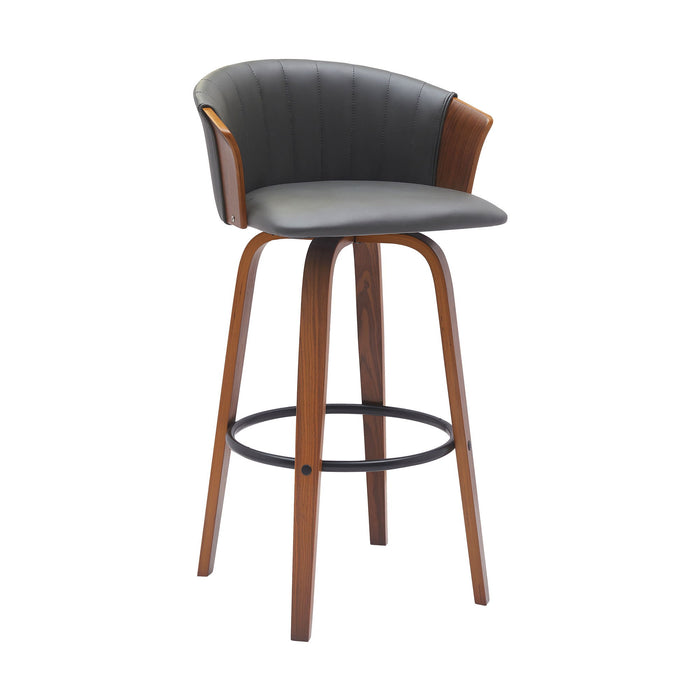 Diana - Swivel Walnut Wood Faux Leather Counter Stool