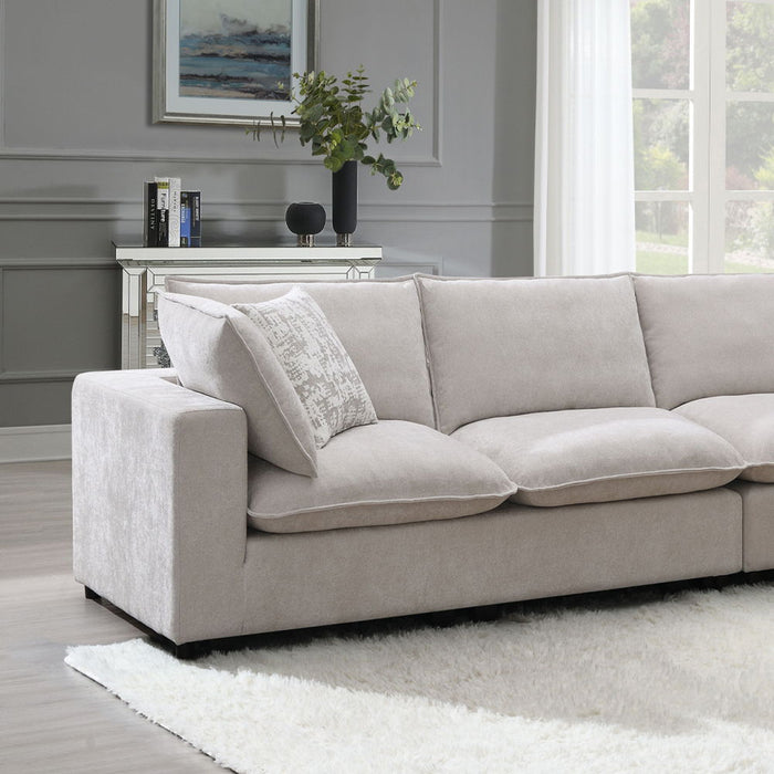 Marisa - Modular Left Facing Loveseat With 2 Pillows - Beige Boucle