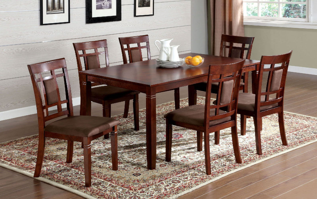 Montclair - 7 Piece Dining Table Set - Dark Cherry / Brown