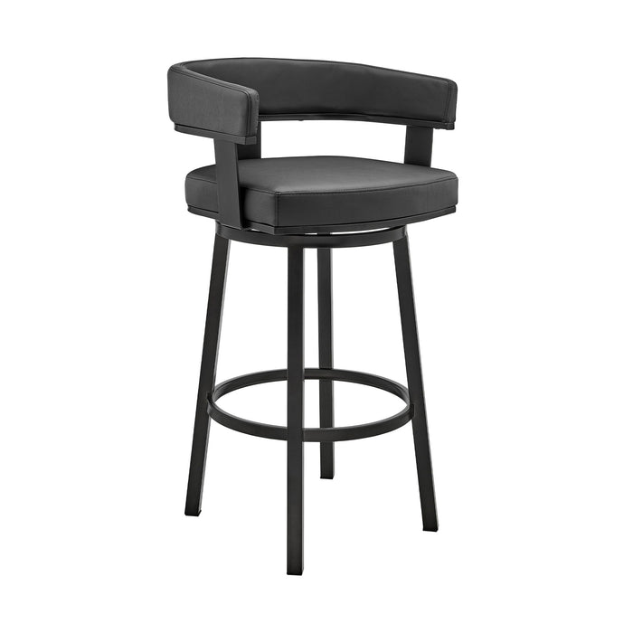 Lorin - 30" Bar Height Swivel Bar Stool - Black Finish And Faux Leather