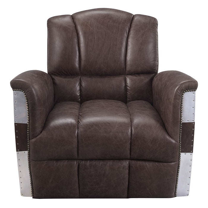 Brancaster - Accent Chair - Retro Brown Top Grain Leather & Aluminum