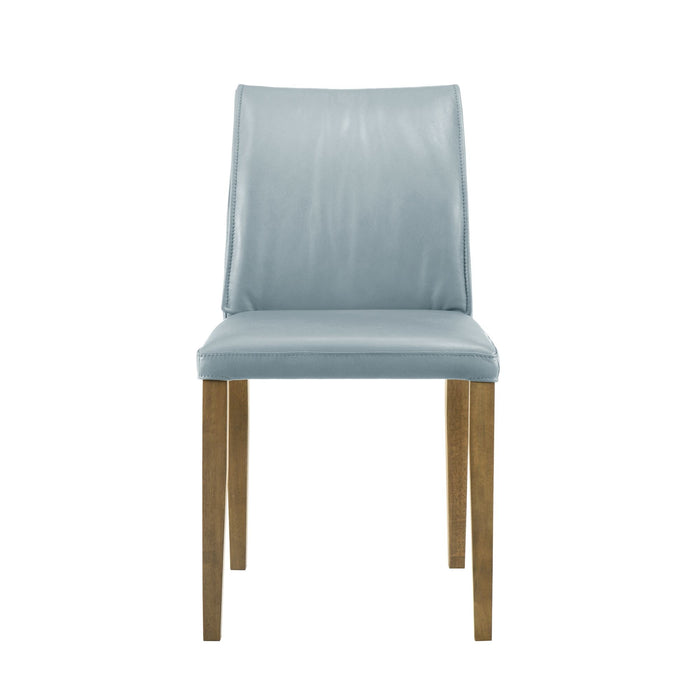Velena - Full Back Top Grain Leather Upholstered Wood Dining Chairs (Set of 2) - Blue