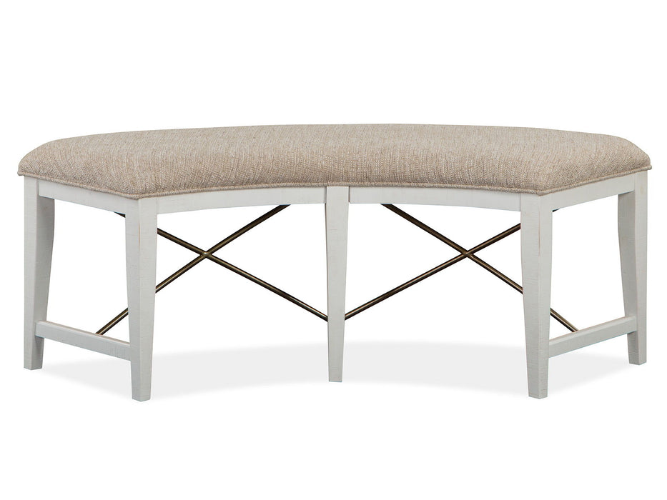 Heron Cove - Curved Bench With Upholstered Seat - Chalk White