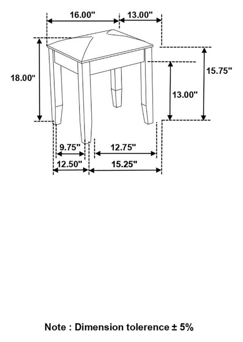 Barzini - Upholstered Vanity Stool - Metallic Aand White