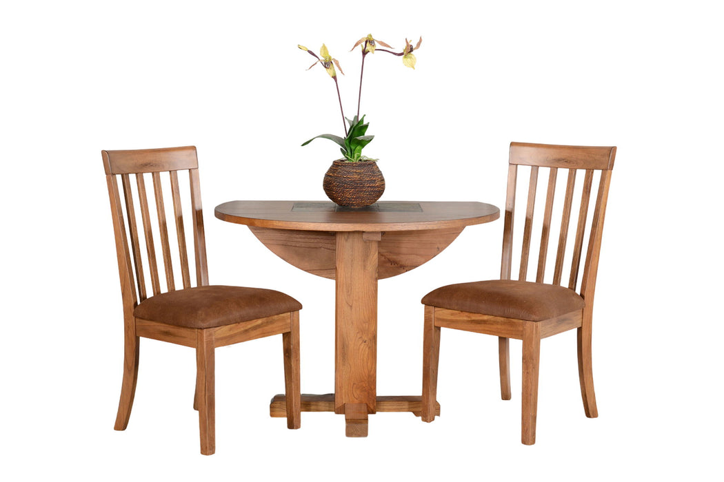 Drop Leaf Round 3 Piece Dining Set - Rustic Oak