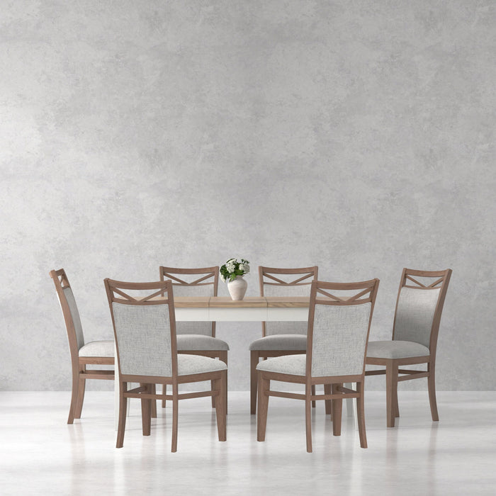 Americana Modern Dining - Rectangular Extendable Dining Table With 6 Upholstered Dining Chairs - Cotton