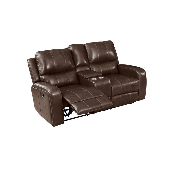 Linton - Leather Console Loveseat With Dual Recliners