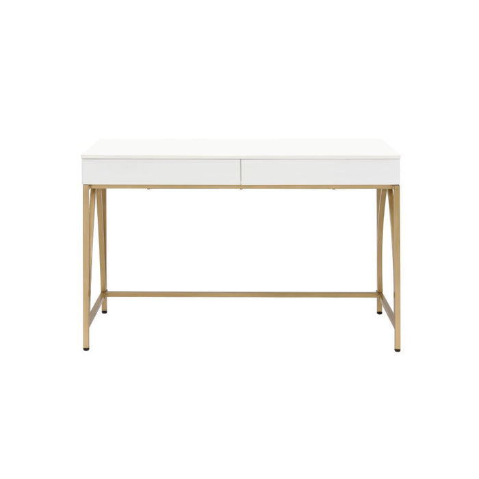 Lightmane - Writing Desk (Same Ac00900) - White High Gloss & Gold