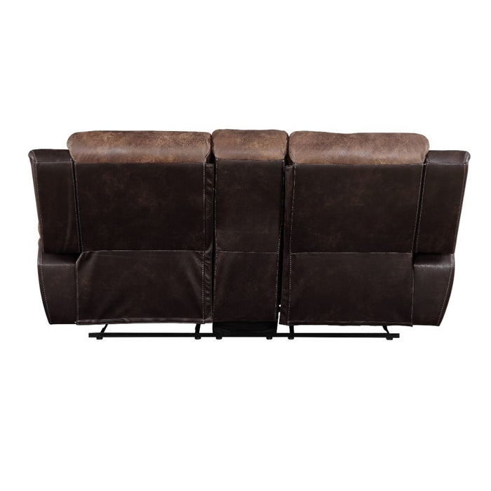 Jaylen - Motion Loveseat With Console - Toffee & Espresso Polished Microfiber