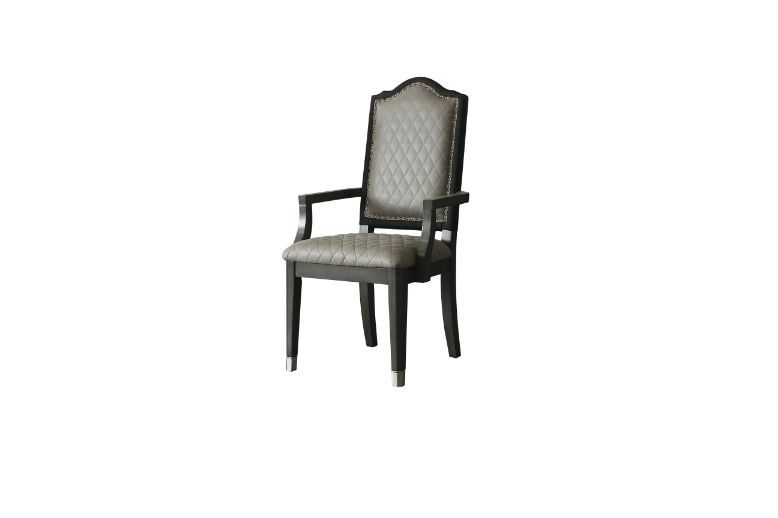 House Beatrice - Arm Chair (Set of 2) - Two Tone Gray Fabric & Charcoal
