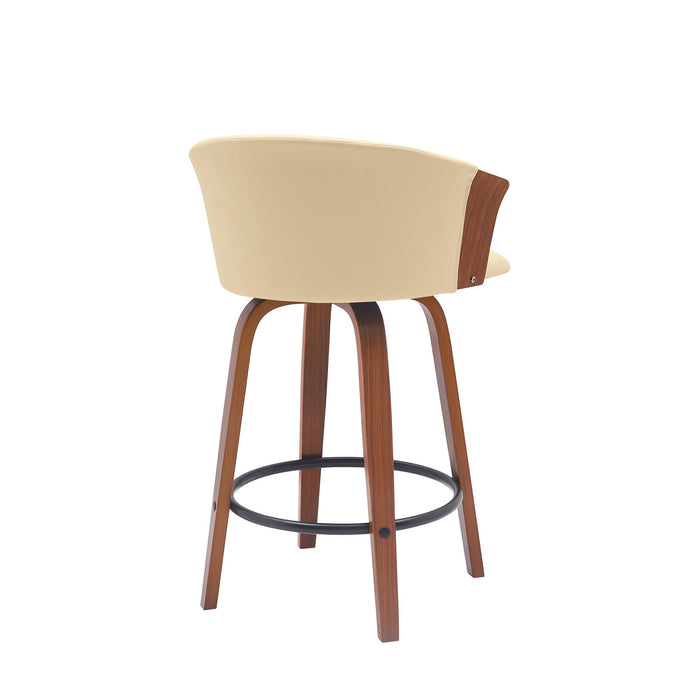 Diana - Swivel Walnut Wood Faux Leather Counter Stool