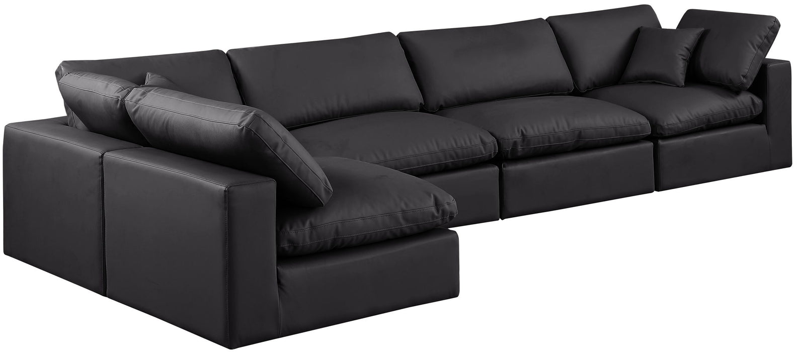 Comfy - 5 Piece Faux Leather Modular Sectional