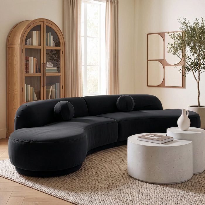 Avra - 146" Velvet Performance Fabric Upholstered Sectional