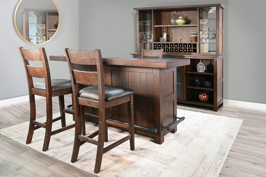 80" Traditional Wood Home 3 Piece Bar Set With Stools - Dark Brown