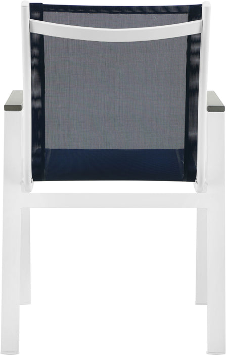 Nizuc - Outdoor Patio Dining Arm Chair With White Frame And Gray Arms (Set of 2)