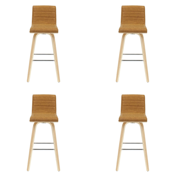 Vienna - 39.5" Swivel Bar Height Square Back Wood Bar Stool With Faux Leather Seat
