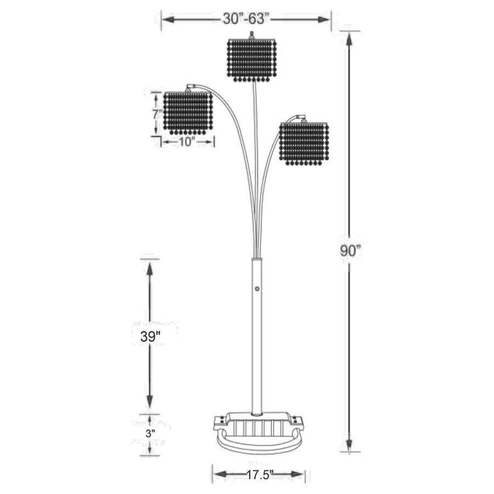 Miriam - Crystal Drop Shade Floor Lamp - Chrome