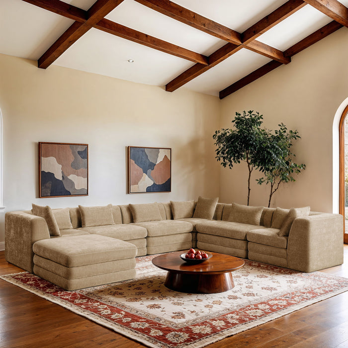 Stellar - 7 Piece Chenille Fabric Upholstered Modular Sectional