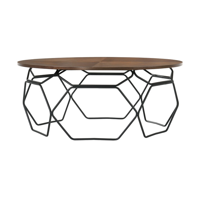 Cosmo - Walnut Veneer Coffee Table With Metal Base - Black