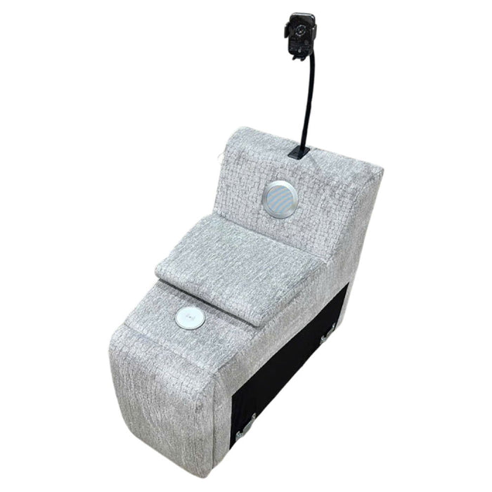 Fullar - Modular Console With Wireless Charger - Light Gary Chenille